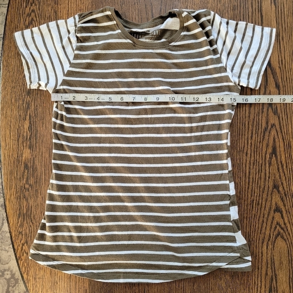 Cotton On The One Crew Neck Olive White Stripe T-shirt Size Women's XS - Picture 7 of 10